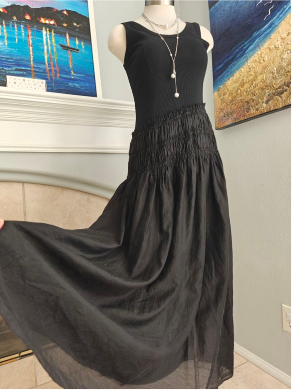 Sleeveless Mixed Media Maxi Dress